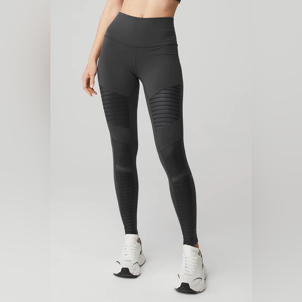 Alo Gray Moto Full Length Leggings